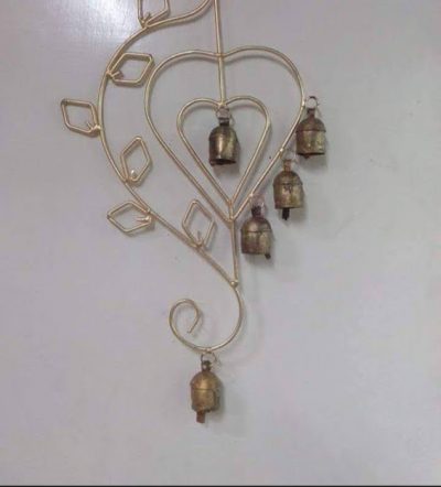 Copper Heart Wall Hanging With 5 Bells