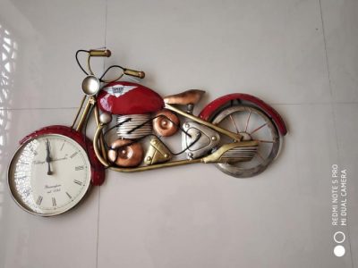 Metal Bike Clock in Red Bullet