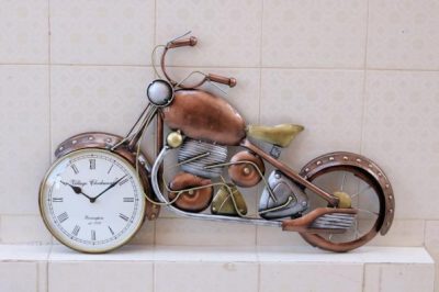 Metal Bike Clock in Brown Bullet