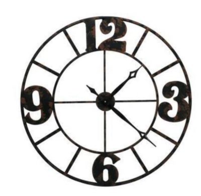 Metal Round Clock with black wooden frame