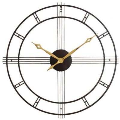 Metal Round Clock With Black golden analog