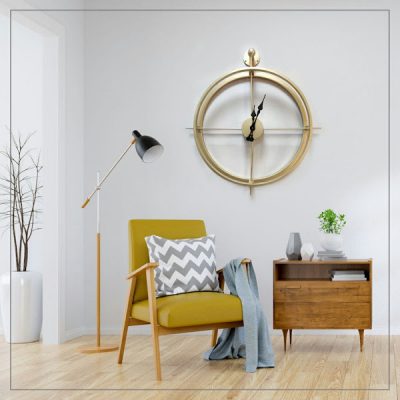Metal Wall Clock with Gold color Frame