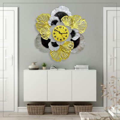 Metal Wall Clock With Multicolor Flower of Happiness