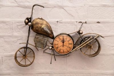 Metal Bike Clock in Copper Color