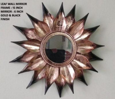 Metal Wall Mirror clock with Copper Sunflower Design