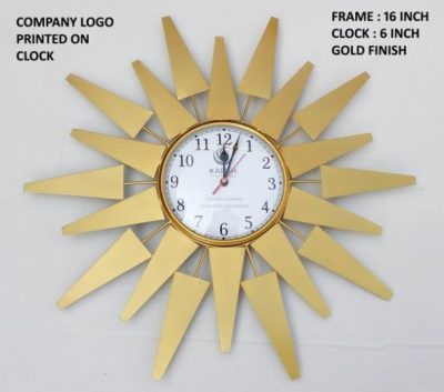 Metal Wall Clock With Golden Star Design