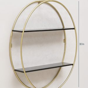 Gold Wrought Iron and MDF Ines Wall Shelf for Home Decor and Gifting