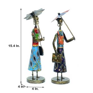 Lady (Set of 2) Iron Human Figurine for Home Decor and Gifting