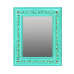 MDF 13 x 16 Inch Hand Painted Framed Rectangle Mirror for  Home Decor and Gifting