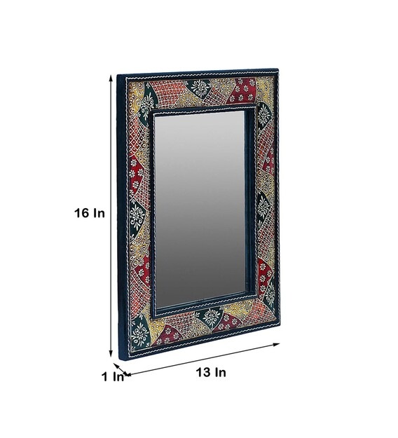 MDF 13 x 16 Inch Hand Painted Framed Rectangle Mirror