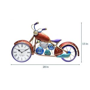 Handmade Iron Motorcycle with Clock Handpainted Wall Decorative