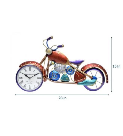Handmade Iron Motorcycle with Clock Handpainted Wall Decorative
