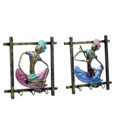 Musician Handpainted Key Hanger Set Of 2 Showpiece for Home Decor and Gifting