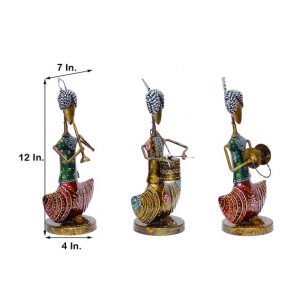 Musician (Set of 3) Iron Human Figurine Showpiece for Home Decor and Gifting