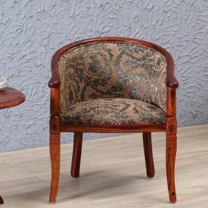 Stalley Solid Wood Armchair with Brown Uphosltery in Honey Oak Finish