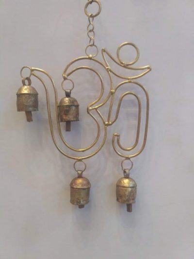 Copper Wall Hanging Om With 4 Bells