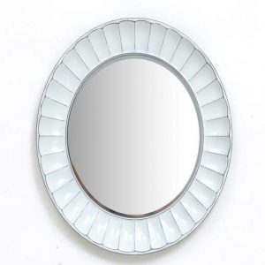 White Iron Como Big Round Wall Mirror