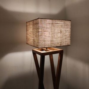 Remy Wooden Floor Lamp with Brown Base