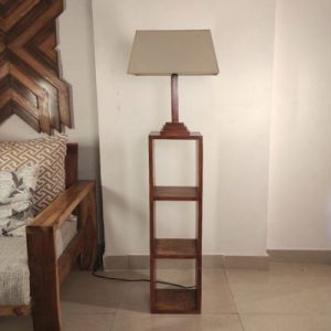 Ebenezer Wooden Floor Lamp with Brown Base