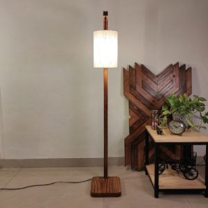 Elementary Wooden Floor Lamp with Brown Base