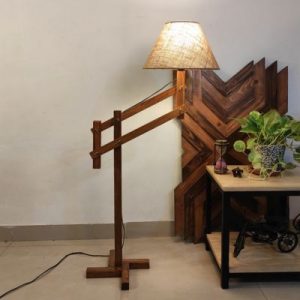 Flamingo Wooden Floor Lamp with Lampshade