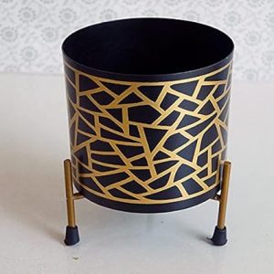 Iron Pot with Golden Print Pot for Home Decor and Gifting