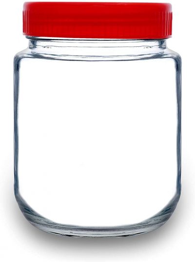 Pantry Jars- 500 ml Round jar Cube Glass Jar with Plastic Lid for Kitchen Storage