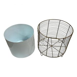 Iron white & Gold Pot with Stand