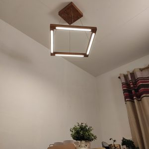Atrium Triangular Brown LED Hanging Lamp