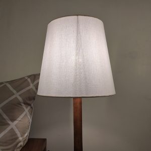 Babel Wooden Table Lamp with Brown Base and Premium White Fabric Lampshade