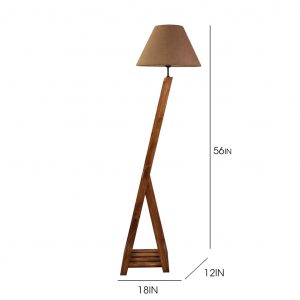 Bezalel Wooden Floor Lamp with Brown Base