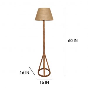 Celine Wooden Floor Lamp with Brown Base and Premium Beige Fabric Lampshade