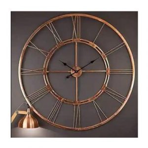 Copper Color Iron Wall Mounted Round Skelton Clock