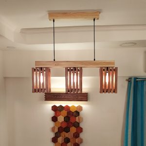 Elegant Brown & Beige Wooden Series Hanging Lamp