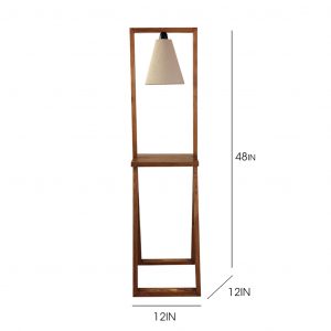 Euphoria Wooden Floor Lamp with Brown Base and Beige Fabric Lampshade