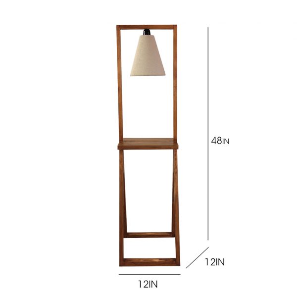Euphoria Wooden Floor Lamp with Brown Base and Beige Fabric Lampshade