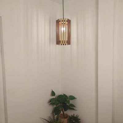 Hexa Brown Wooden Single Hanging Lamp