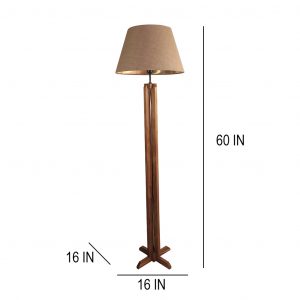 Stella Wooden Floor Lamp with Premium Beige Fabric Lampshade