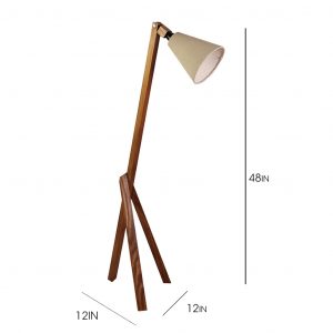 Melman Wooden Floor Lamp with Brown Base and Beige Fabric Lampshade