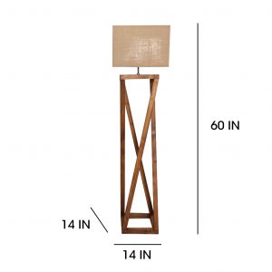 Remy Wooden Floor Lamp with Brown Base and Beige Fabric Lampshade