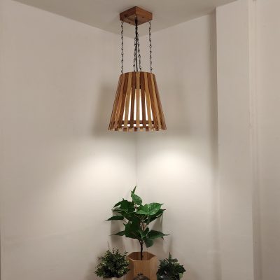 Soyuz Beige & Brown Wooden Single Hanging Lamp