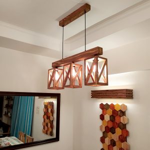 Symmetric Brown Wooden Series Hanging Lamp