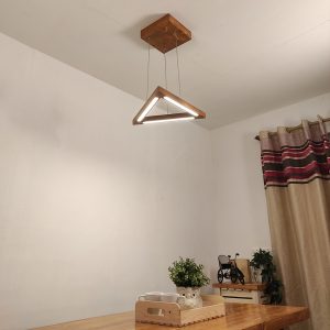 Trine Triangular Brown LED Hanging Lamp