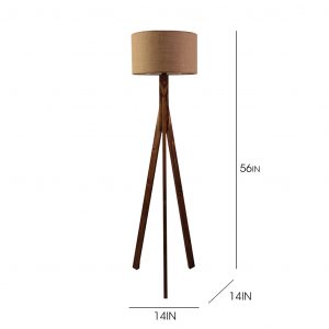 Wooden Floor Lamp with Fabric Lampshade