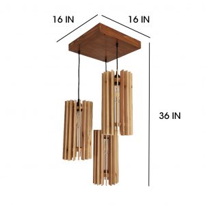 Ventus Beige Wooden Cluster Hanging Lamp