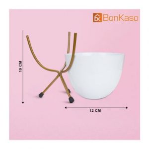 White Egg Pot with Tri Stand Stand