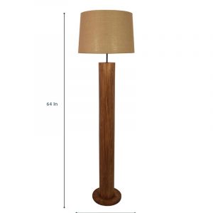 Cedar Wooden Floor Lamp with Premium Beige Fabric Lampshade