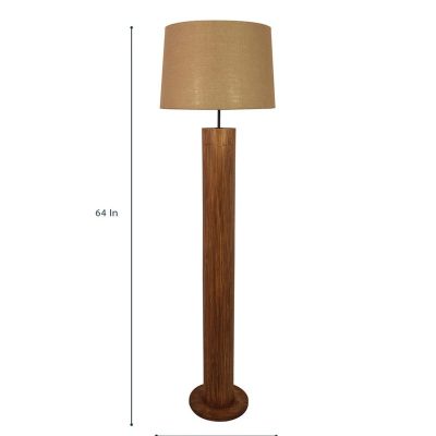 Cedar Wooden Floor Lamp with Premium Beige Fabric Lampshade