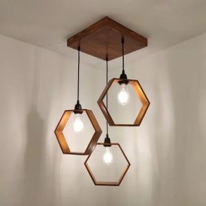 Hexagram Brown Cluster Hanging Lamp