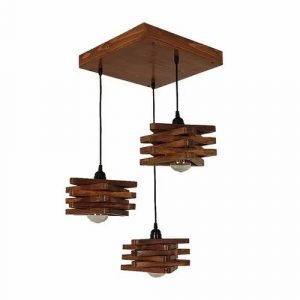 Star Brown Wooden Cluster Hanging Lamp